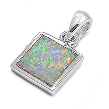 Load image into Gallery viewer, Sterling Silver Square Shape White Lab Opal PendantAnd Pendant Height 11mm