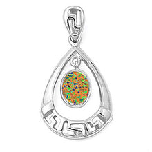 Load image into Gallery viewer, Sterling Silver Floating Black Lab Opal Greek Key Pendant with Pendant Height of 31MM