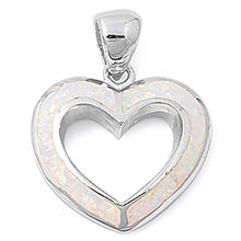 Load image into Gallery viewer, Sterling Silver Heart Shape White Lab Opal PendantAnd Pendant Height 24mm