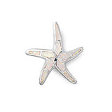 Sterling Silver Fancy White Lab Opal Starfish Pendant with Pendant Height of 20MM