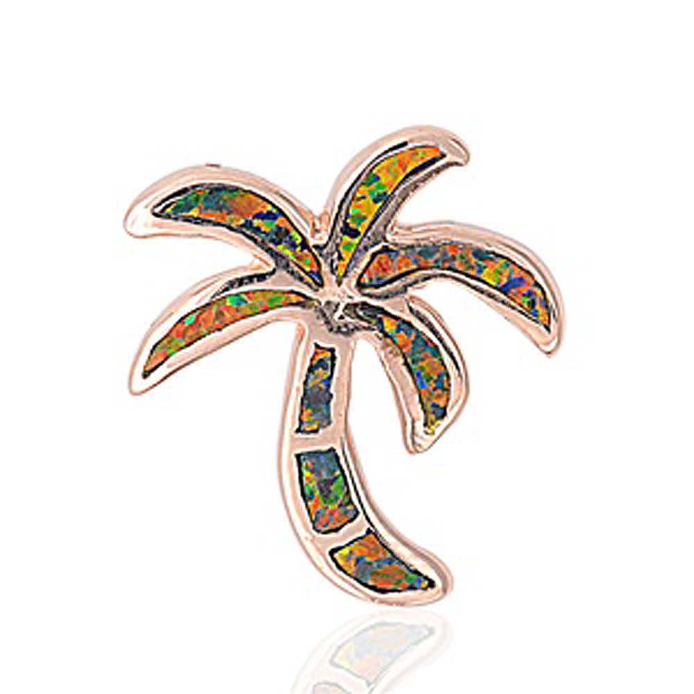 Sterling Silver Stylish Black Lab Opal Palm Tree without BailAnd Pendant Height of 17MM