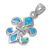 Sterling Silver Trendy Modish Blue Lab Opal Palm Tree Pendant with Pendant Height of 24MM