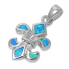 Sterling Silver Trendy Modish Blue Lab Opal Palm Tree Pendant with Pendant Height of 24MM