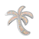 Sterling Silver White Lab Opal Palm Tree Shaped Pendant