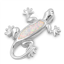 Load image into Gallery viewer, Sterling Silver Stylish Lizard with White Lab Opal PendantAnd Pedant Height of 27MM