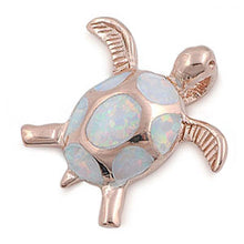 Load image into Gallery viewer, Sterling Silver Modish Fancy Turtle with White Lab Opal Rose Gold Plated PendantAnd Pendant Height of 17MM