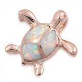 Sterling Silver Modish Fancy Turte Peace Sign with White Lab Opal Rose Gold Plated PendantAnd Pendant Height of 15MM