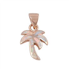 Load image into Gallery viewer, Sterling Silver Modish White Lab Opal Palm Tree with Bail Rose Gold Plated PendantAnd Pendant Height of 16MM