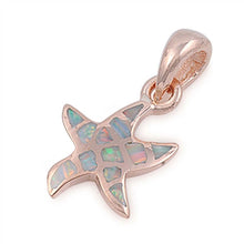 Load image into Gallery viewer, Sterling Silver Trendy Whte Lab Opal Starfish Rose Gold Plated Pendant with Pendant Height of 15MM
