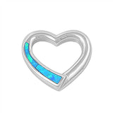 Sterling Silver Stylish Open Cut Heart with Blue Lab Opal PendantAnd Pendant Height of 17MM