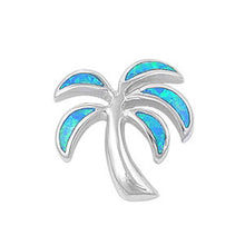 Load image into Gallery viewer, Sterling Silver Modish Palm Tree with Blue Lab Opal PendantAnd Pendant Height of 12MM