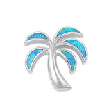 Sterling Silver Modish Palm Tree with Blue Lab Opal PendantAnd Pendant Height of 12MM