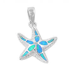 Load image into Gallery viewer, Sterling Silver Trendy Blue Lab Opal Pendant with Pendant Height of 27MM