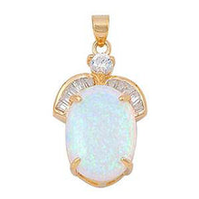 Load image into Gallery viewer, Sterling Silver Oval Shape White Lab Opal PendantAnd Pendant Height 27mm