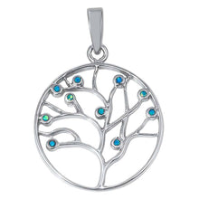 Load image into Gallery viewer, Sterling Silver With Lab Opal Tree Plain Pendant