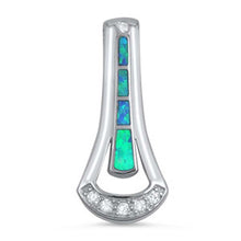 Load image into Gallery viewer, Sterling Silver Fancy Blue Lab Opal Pendant with Pendant Height of 30MM