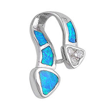 Load image into Gallery viewer, Sterling Silver Fancy Blue Lab Opal Arrow Pendant with Pendant Height of 23MM