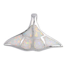 Load image into Gallery viewer, Sterling Silver Modish White Lab Opal Whale Tail Pendant with Pendant Height of 16MM