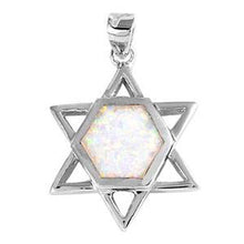 Load image into Gallery viewer, Sterling Silver Star Of David Shape White Lab Opal PendantAnd Pendant Height 23mm
