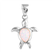 Load image into Gallery viewer, Sterling Silver Turtle Shape White Lab Opal PendantAnd Pendant Height 20mm