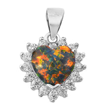 Load image into Gallery viewer, Sterling Silver Black Lab Opal Heart Pendant