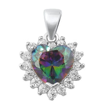 Load image into Gallery viewer, Sterling Silver Rainbow Topaz Lab Opal Heart Pendant - silverdepot