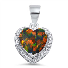 Load image into Gallery viewer, Sterling Silver Black Lab Opal Heart Pendant