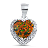 Sterling Silver Black Lab Opal Heart Pendant