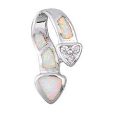 Load image into Gallery viewer, Sterling Silver Snake Shape White Lab Opal Pendant  CZ StonesAnd Pendant Height 23mm