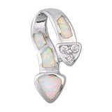 Sterling Silver Snake Shape White Lab Opal Pendant  CZ StonesAnd Pendant Height 23mm