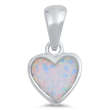 Load image into Gallery viewer, Sterling Silver Heart Shape White Lab Opal PendantAnd Pendant Height 11mm