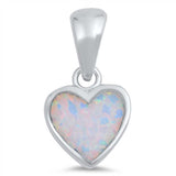 Sterling Silver Heart Shape White Lab Opal PendantAnd Pendant Height 11mm
