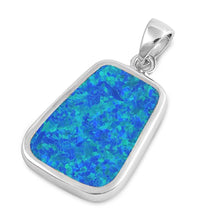 Load image into Gallery viewer, Sterling Silver Pendant With Rectangle Shaped Blue Lab Opal