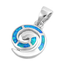 Load image into Gallery viewer, Sterling Silver Pendant With Spiral Shaped Blue Lab Opal