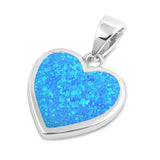 Sterling Silver Pendant With Heart Shaped Blue Lab Opal