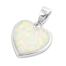 Load image into Gallery viewer, Sterling Silver Pendant With Heart Shaped White Lab Opal