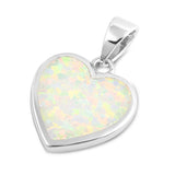 Sterling Silver Pendant With Heart Shaped White Lab Opal