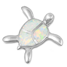 Load image into Gallery viewer, Sterling Silver White Lab Opal Turtle Shaped Pendant