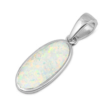 Load image into Gallery viewer, Sterling Silver Oval Shape With White Lab Opal PendantAnd Pendant Height 23mm