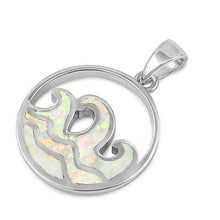 Load image into Gallery viewer, Sterling Silver Wave Shape With White Lab Opal PendantAnd Pendant Height 22mm