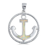 Sterling Silver Pendant With Anchor Shaped White Lab Opal