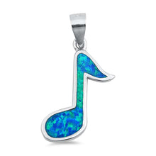 Load image into Gallery viewer, Sterling Silver Blue Lab Opal Musical Note Pendant