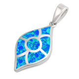 Sterling Silver Eye Shape With Blue Lab Opal PendantAnd Pendant Height 25mm