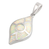 Sterling Silver Eye Shape With White Lab Opal PendantAnd Pendant Height 25mm