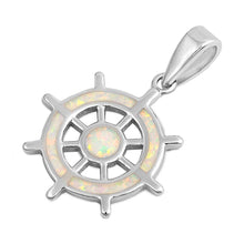 Load image into Gallery viewer, Sterling Silver Helm Shape With White Lab Opal PendantAnd Pendant Height  24mm