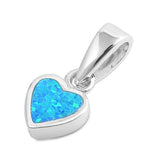 Sterling Silver Heart Shape With Blue Lab Opal PendantAnd Pendant Height 13mm