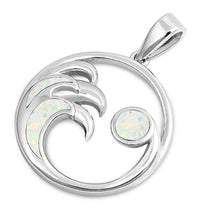Load image into Gallery viewer, Sterling Silver Wave Shape With White Lab Opal PendantAnd Pendant Height 23mm