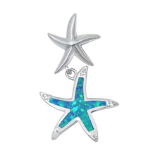 Load image into Gallery viewer, Sterling Silver Blue Lab Opal Starfish Pendant