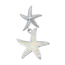 Load image into Gallery viewer, Sterling Silver White Lab Opal Starfish Pendant