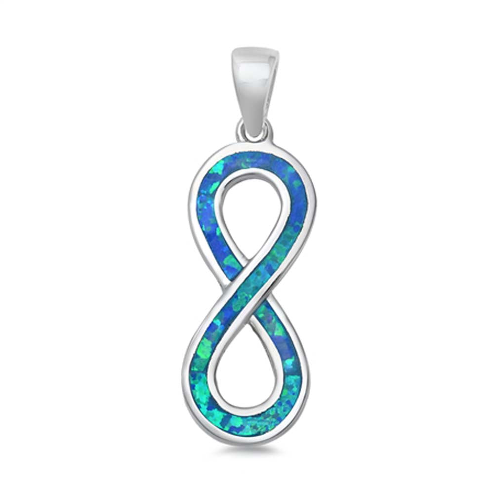 Sterling Silver Blue Lab Opal Infinity Pendant